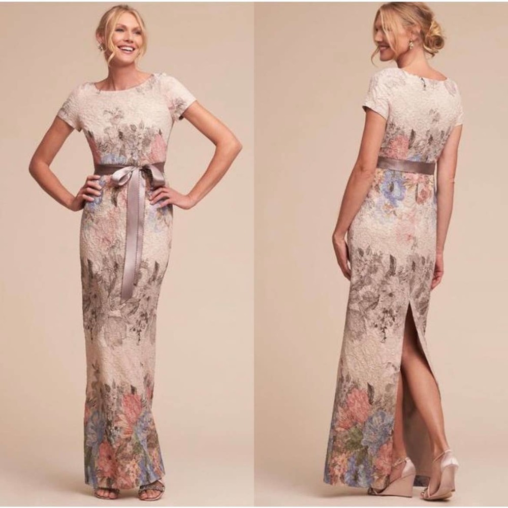 Adrianna Papell Matelasse Floral Column Gown